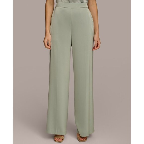 Donna Karan New York Women's Satin Wide-Leg Pants light Green Size 6 MSRP $109 - Picture 1 of 2